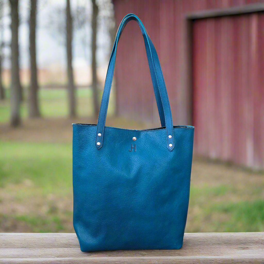 Italian Leather Market Tote Bag by Jill's Homestead