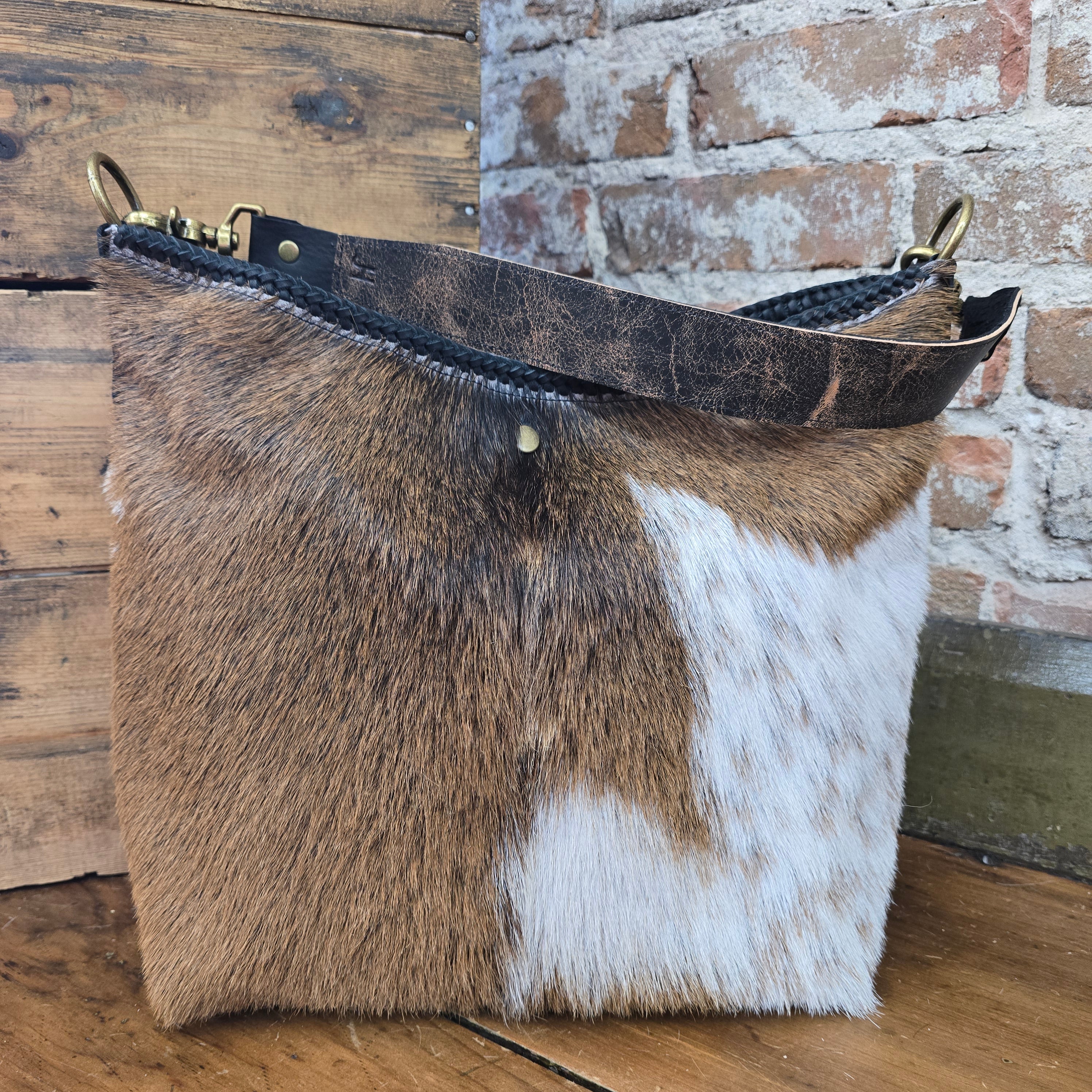 Italian leather and cowhide fringe shoulder bag by Jill's Homestead