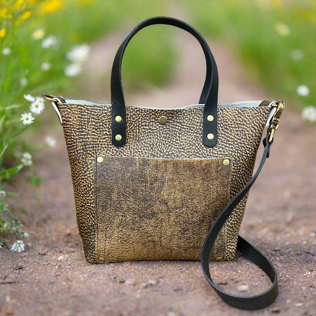 Small Full Grain Leather tote by Jill's Homestead in Brown