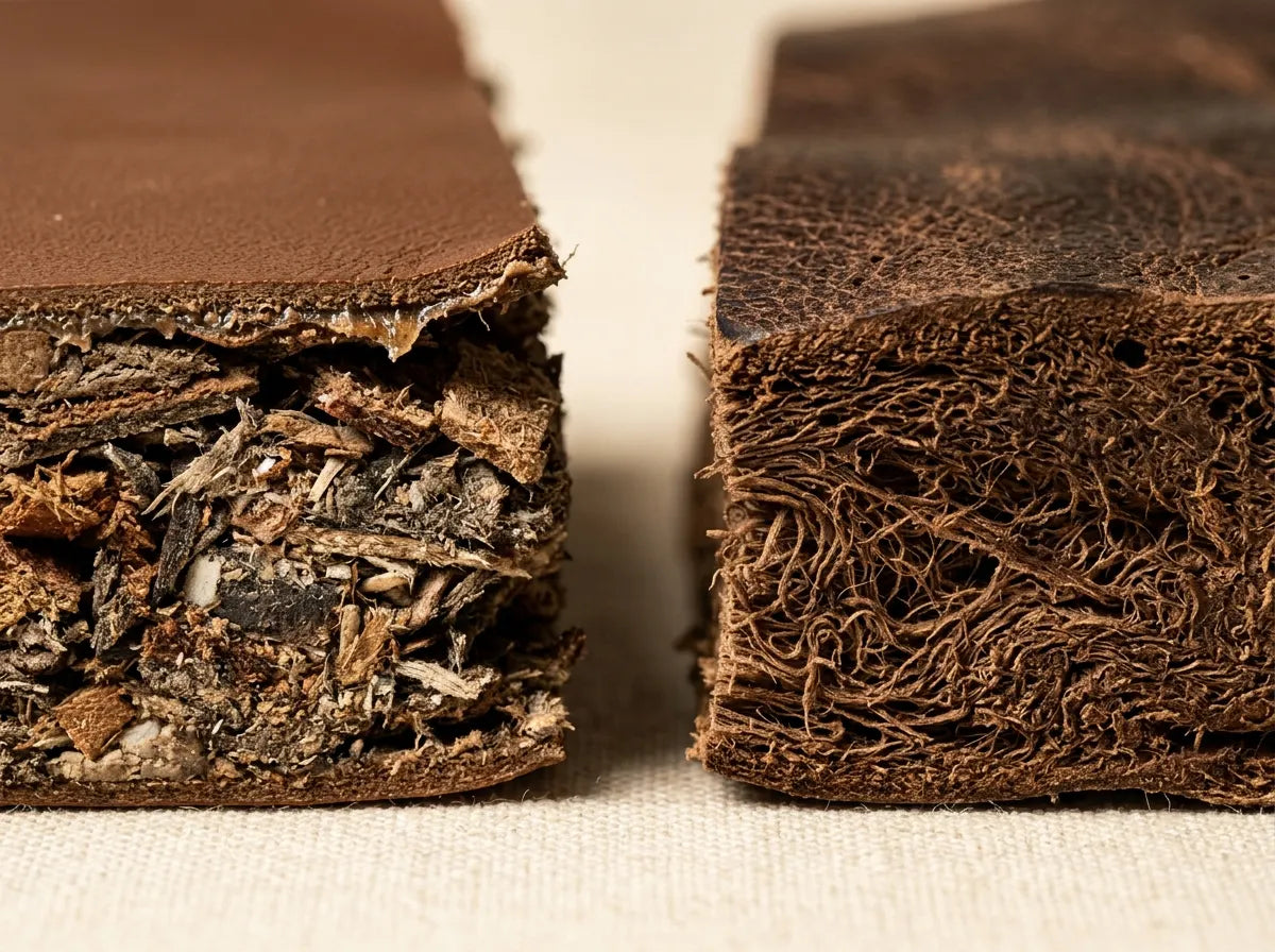 Full grain leather compared with bonded leather