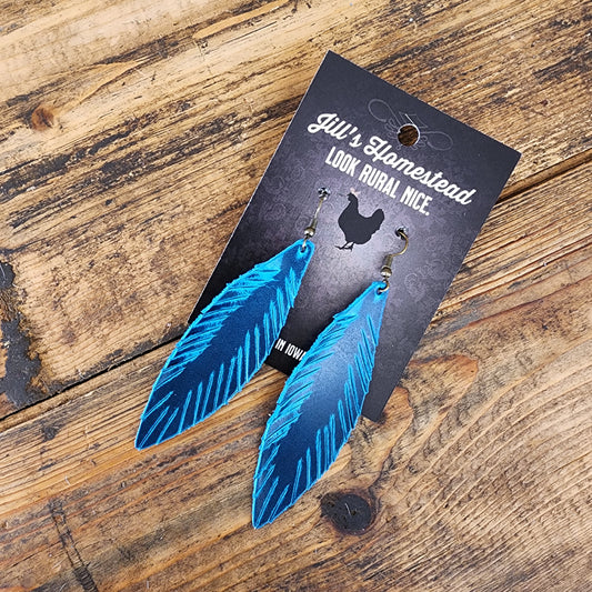 Standard Feather Earrings - Blue Lagoon