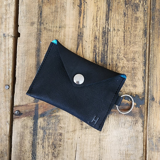 Keychain Cardholder - Metallic Turquoise/Black