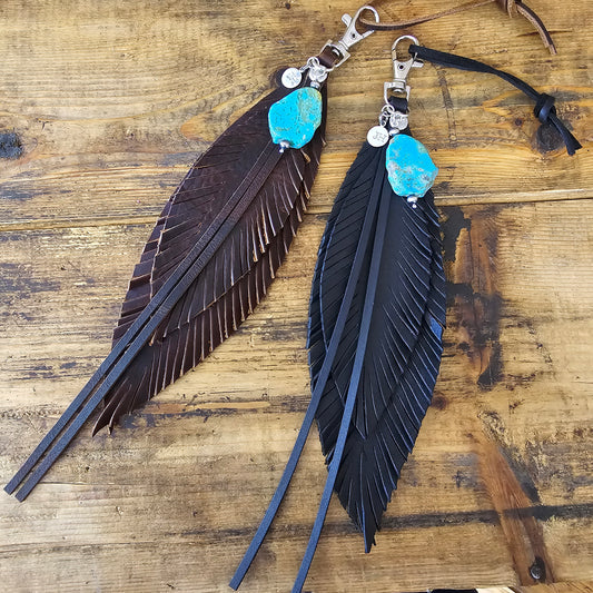 Kingman Turquoise Double Feather Tassel