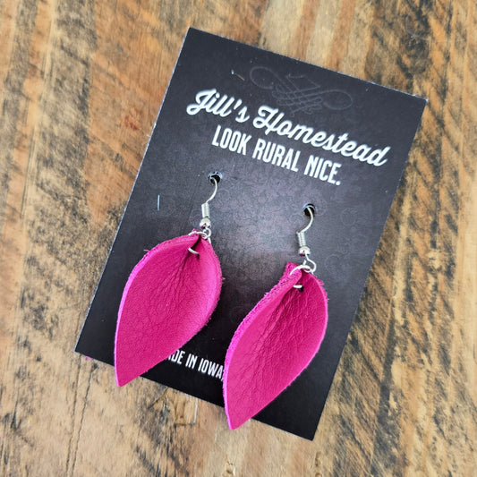 Small Petal Earrings - Hot Pink