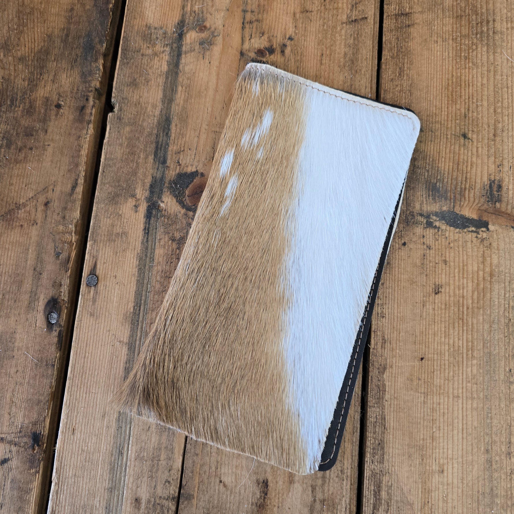 Cowhide and leather Checkbook cover by Jills Homestead Jill's Homestead