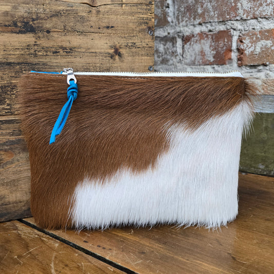 Medium Cowhide Catchall (Blue Lagoon)