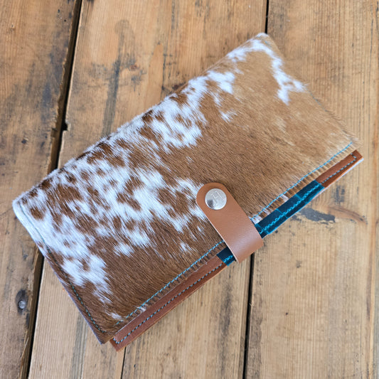 Cowhide Wallet (Dark Cognac/Island Blue)