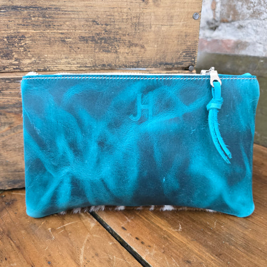 Small Cowhide Catchall (Island Blue)