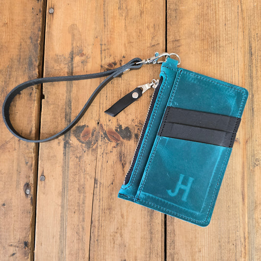 Cowhide Modesto Clutch (Island Blue/Black)