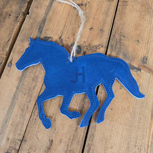 Cowhide Horse Ornament (Bright Blue)