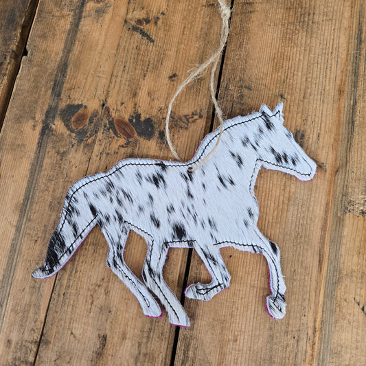 Cowhide Horse Ornament (Pink)