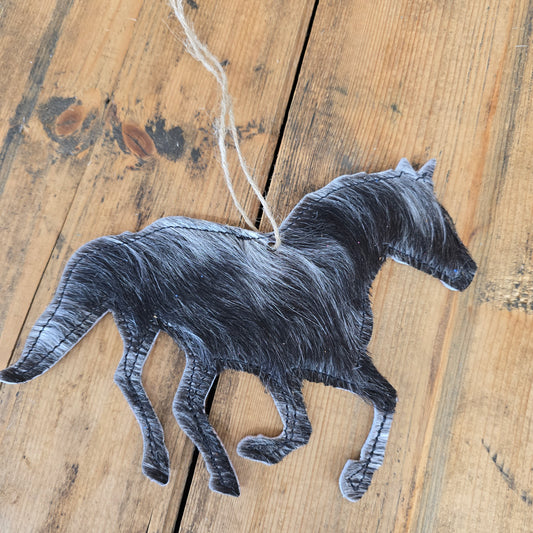 Cowhide Horse Ornament (Dusty Mauve)