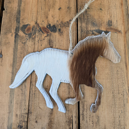 Cowhide Horse Ornament (Dark Teal)