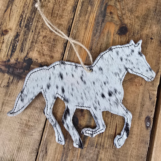 Cowhide Horse Ornament (Metallic Dark Teal)