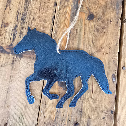 Cowhide Horse Ornament (Metallic Dark Teal)