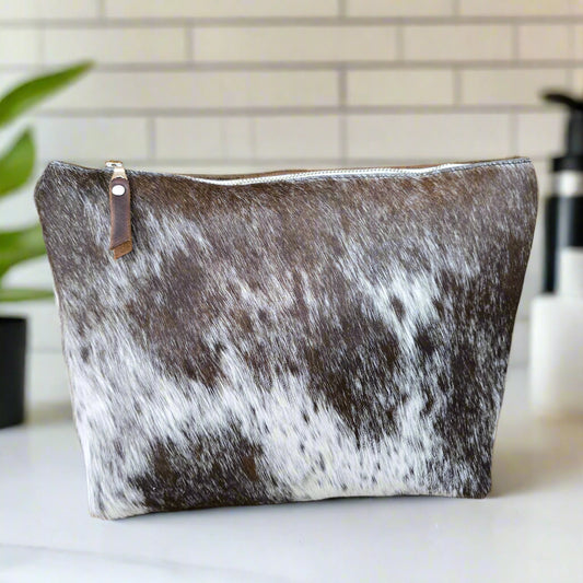 Cowhide Travel Makeup Bag (Chestnut)