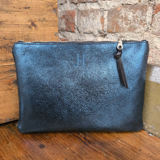 Medium Cowhide Catchall (Metallic Dark Teal)