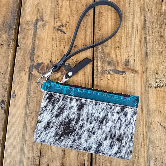 Cowhide Modesto Clutch (Island Blue)