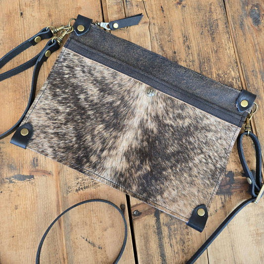 Uptown Clutch - Cowhide (Black + Tan)