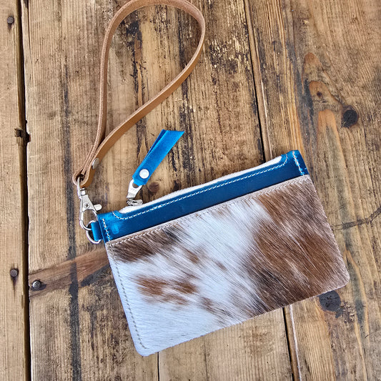 Cowhide Modesto Clutch (Blue Lagoon)