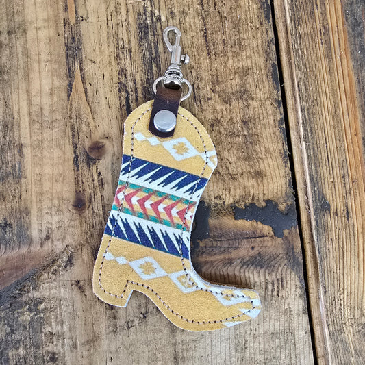 Boot Charm - Yellow Aztec Suede