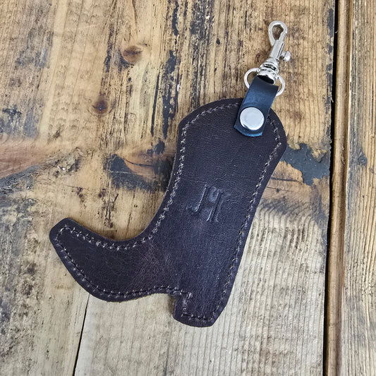 Boot Charm - Brown Western Emboss