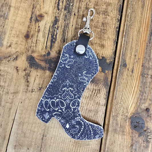 Boot Charm - Blue Bandana Suede