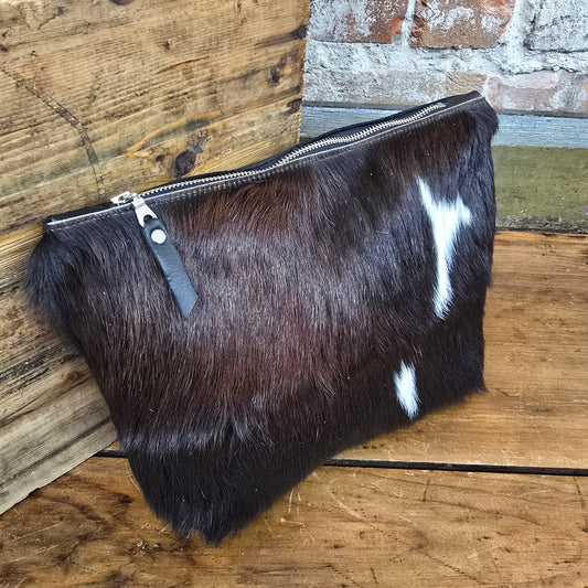 Cowhide Travel Makeup Bag (Black)
