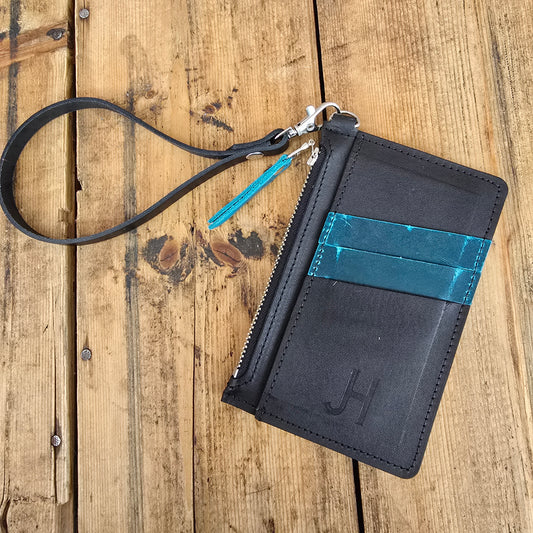 Cowhide Modesto Clutch (Black/Island Blue)