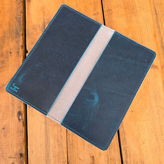 Cowhide Checkbook Cover (Blue Lagoon)