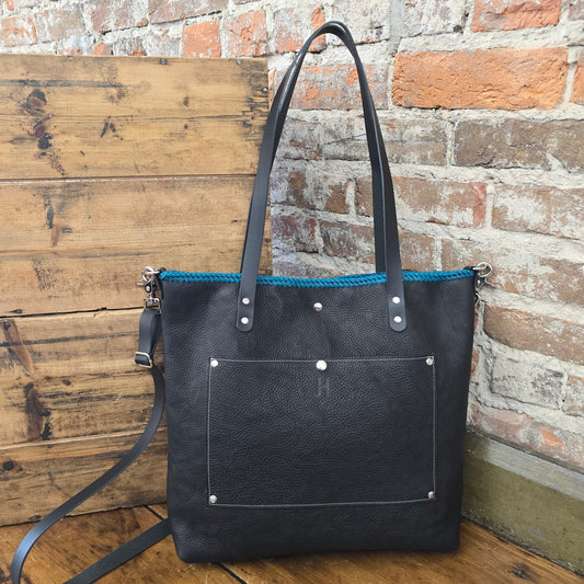 The Tote (Pebbled Black/Turquoise) JH08832