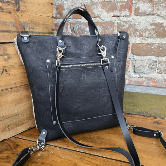 Goat Hide Backpack (Pebbled Black) JH09510