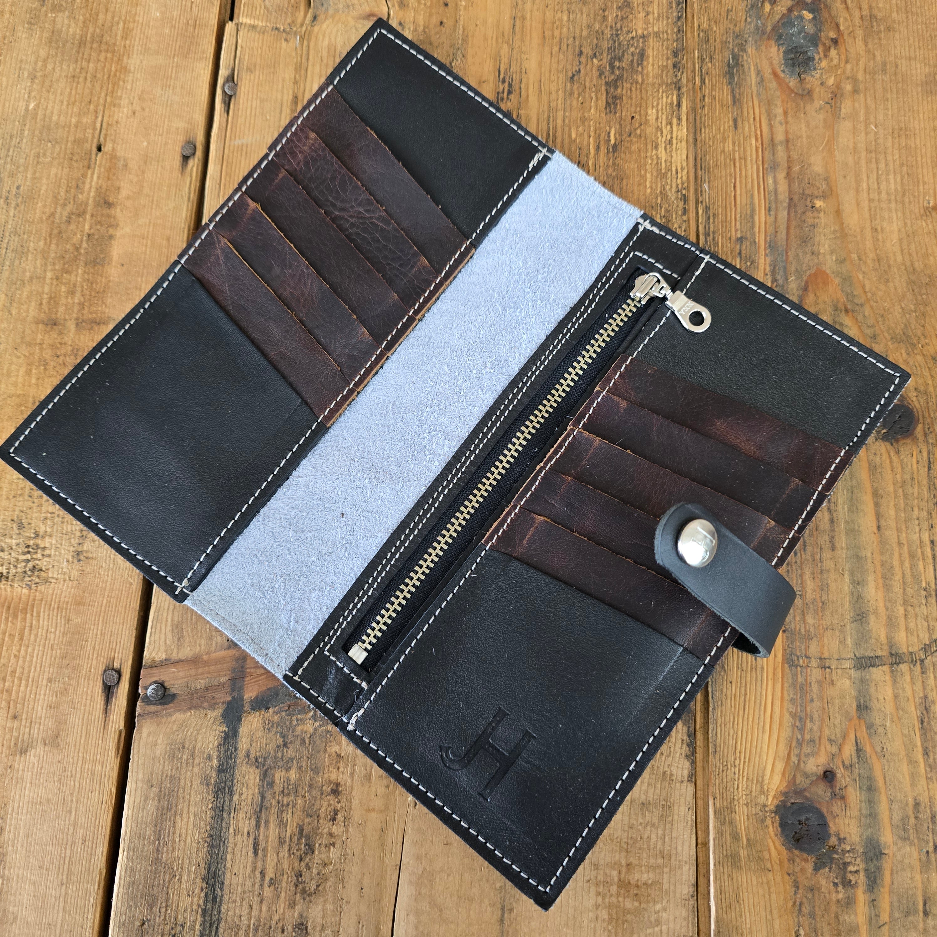 [JILLSTUART]★STITCHED COWHIDE CARD WALLET Saddle Blossom Handcrafted Leather Wallet – Western Style