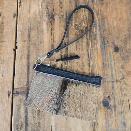 Goat Hide Modesto Clutch (Pebbled Black)