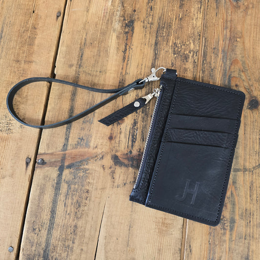 Goat Hide Modesto Clutch (Pebbled Black)