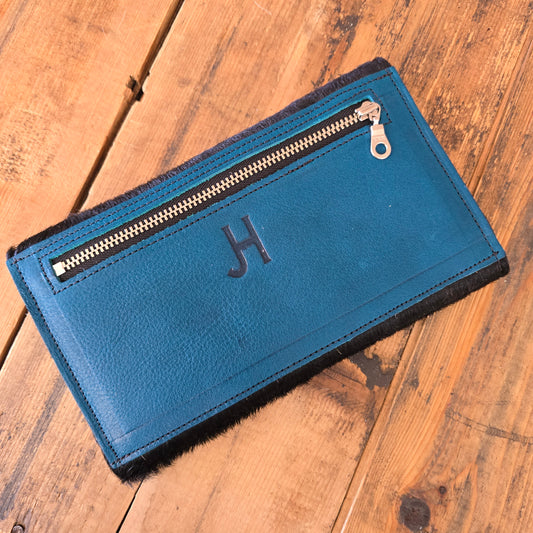Cowhide Trifold Wallet (Turquoise)