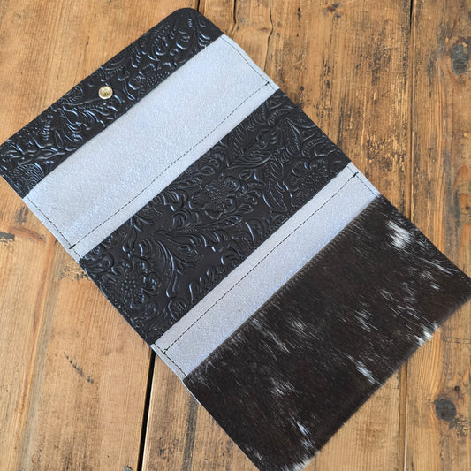 Cowhide Trifold Wallet (Embossed Black)