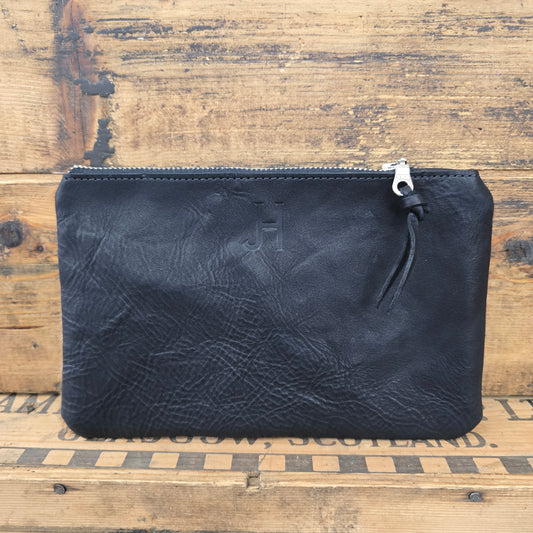 Small Cowhide Catchall (Pebbled Black)