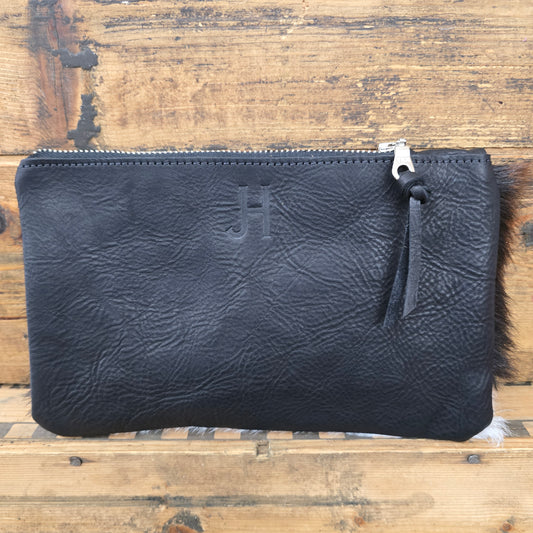 Small Cowhide Catchall (Pebbled Black)