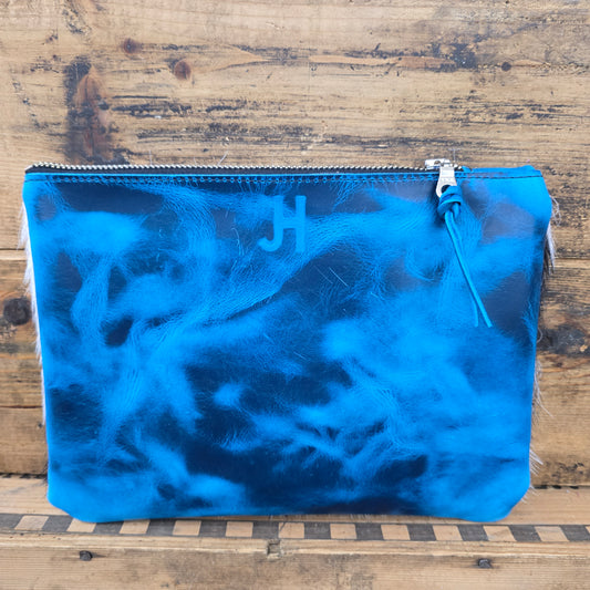 Medium Cowhide Catchall (Blue Lagoon)