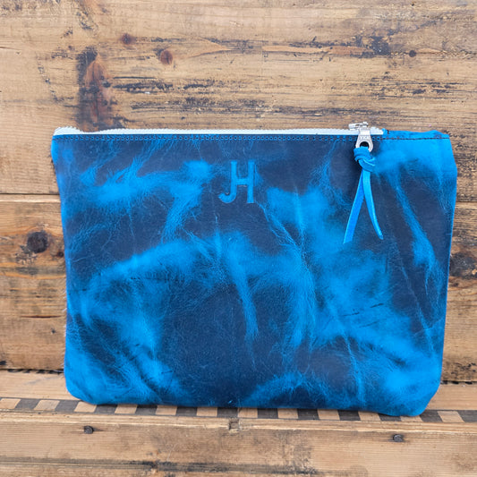 Medium Cowhide Catchall (Blue Lagoon)
