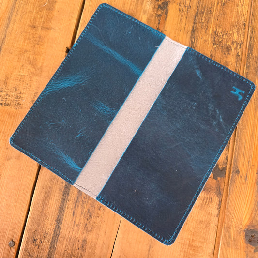 Cowhide Checkbook Cover (Blue Lagoon)