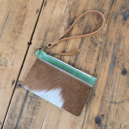 Cowhide Modesto Clutch (Rare Finds Green)