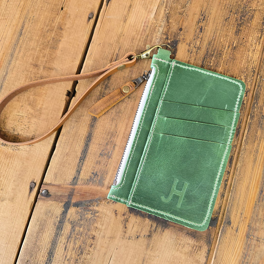 Cowhide Modesto Clutch (Rare Finds Green)