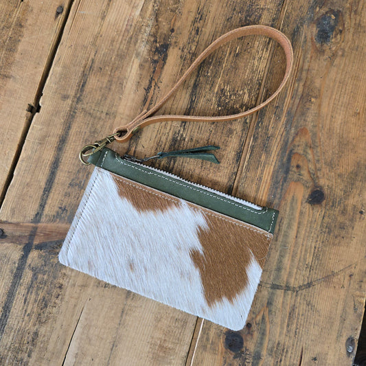 Cowhide Modesto Clutch (Rare Finds Olive)