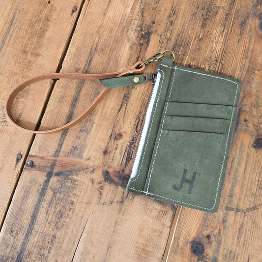 Cowhide Modesto Clutch (Rare Finds Olive)