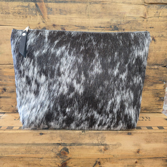 Cowhide Travel Makeup Bag (Black)