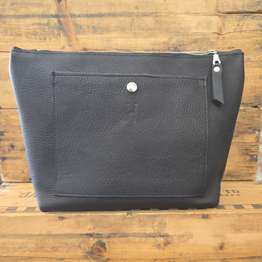 Cowhide Travel Makeup Bag (Black)