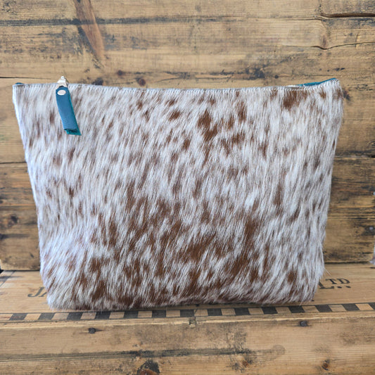 Cowhide Travel Makeup Bag (Turquoise)