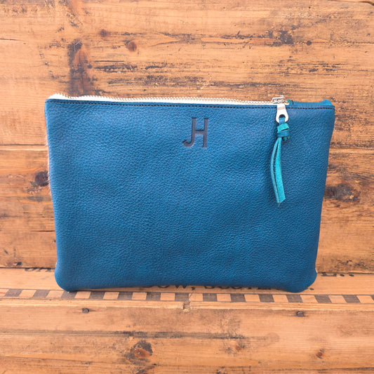 Medium Cowhide Catchall (Turquoise)